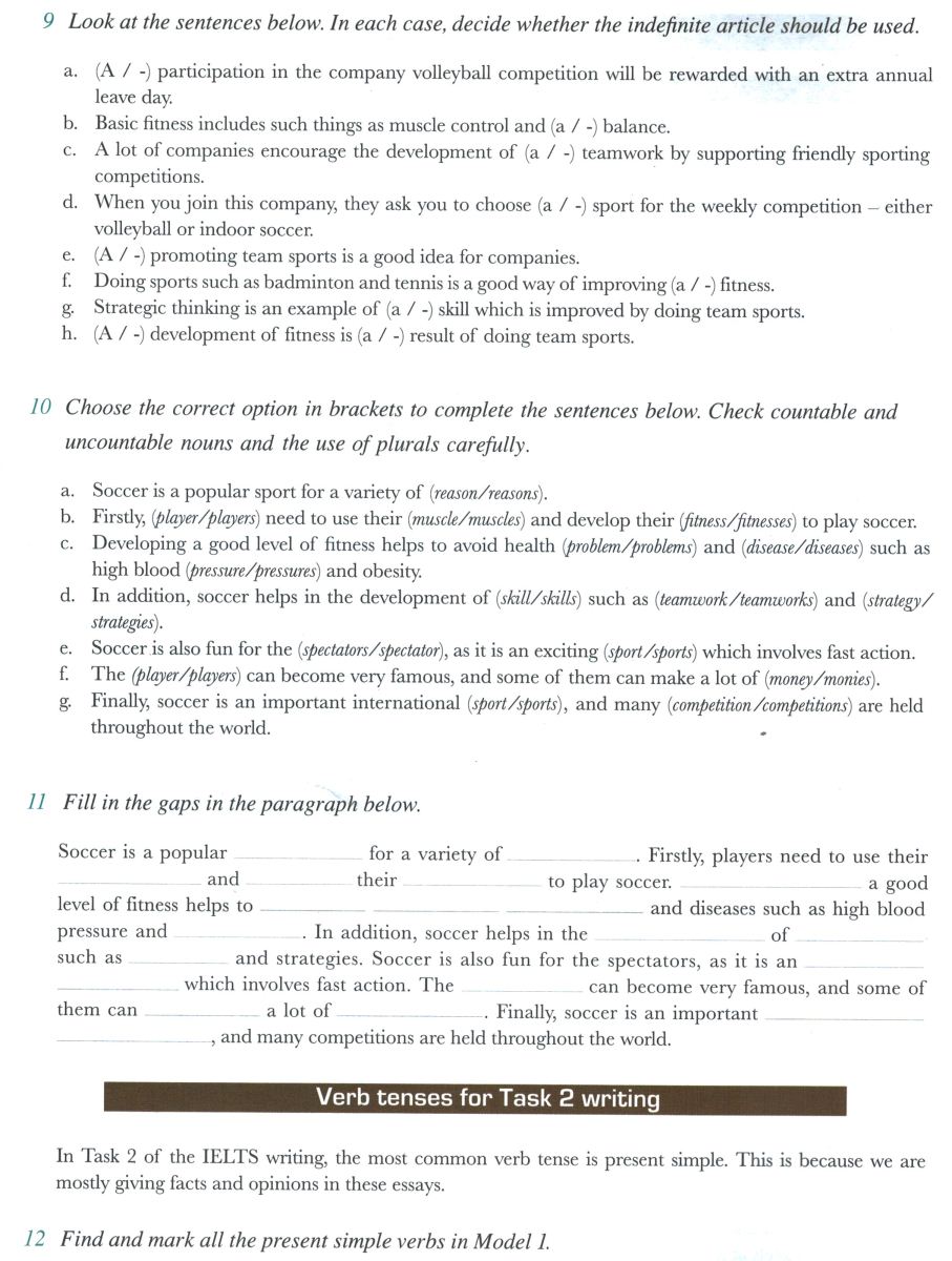 Lessons for IELTS Writing: SPORT